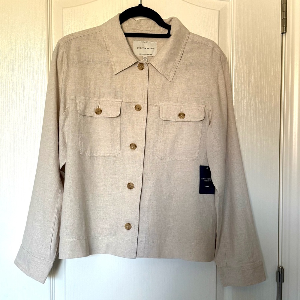 NWT Lucky Brand linen blend shirt jacket, Medium